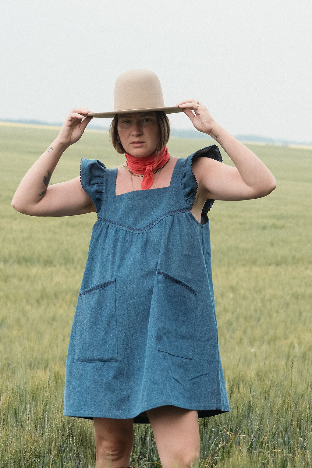The Chore Dress in Blue Jean