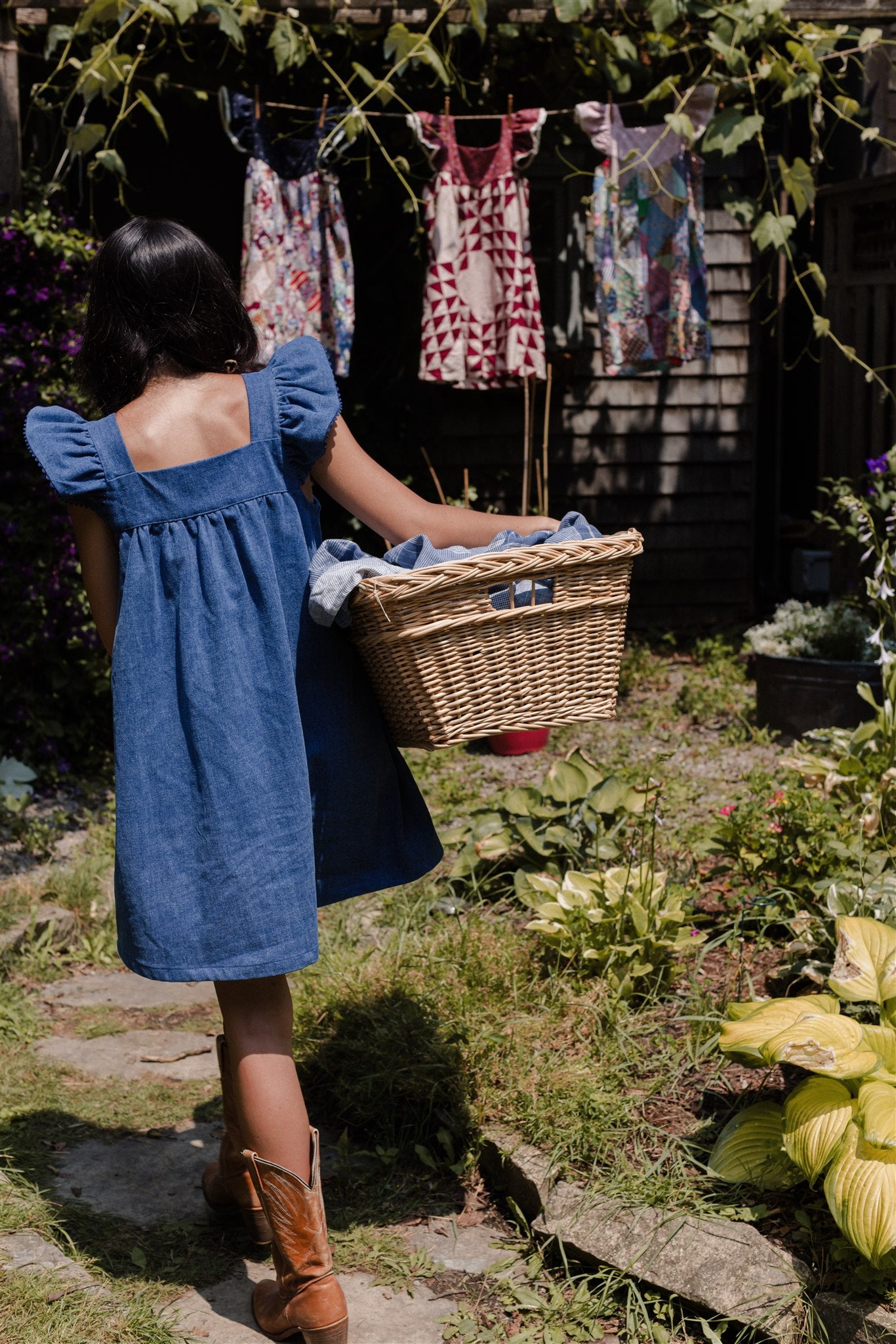 The Chore Dress in Blue Jean