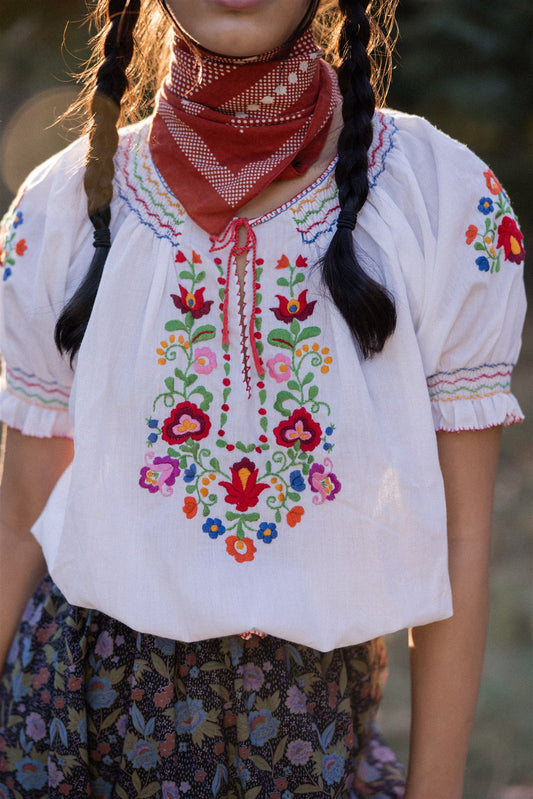 Short Sleeved Hungarian Folk Blouse