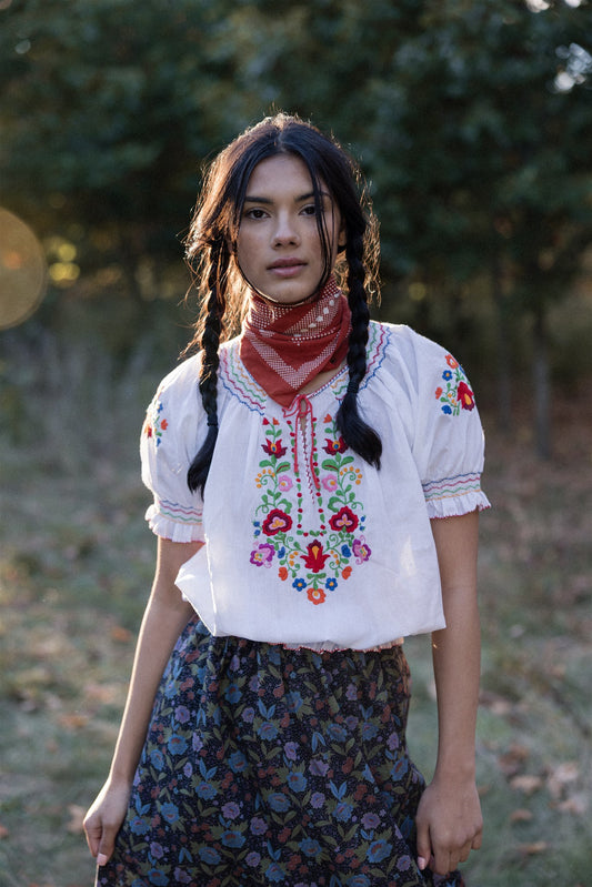 Short Sleeved Hungarian Folk Blouse