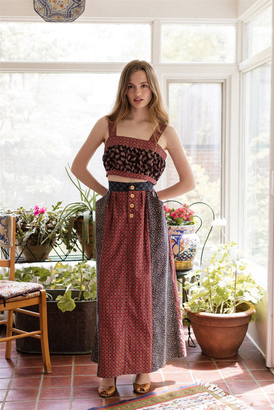 The Strawflower Skirt | Red + Indigo