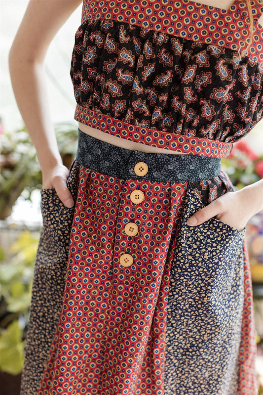 The Strawflower Skirt | Red + Indigo
