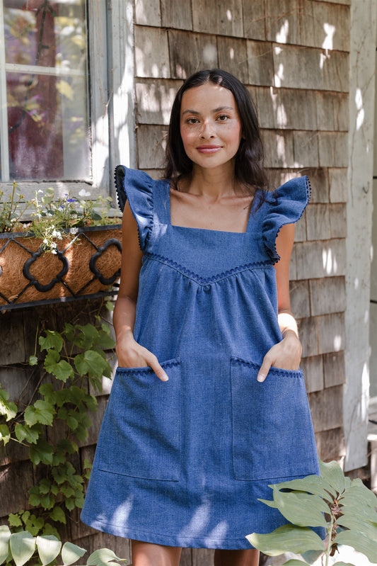 The Chore Dress in Blue Jean