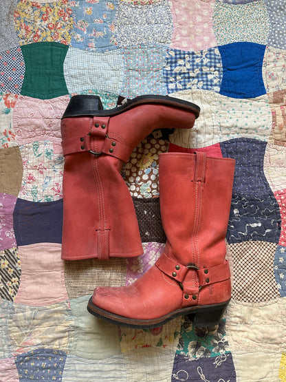 Red Frye Motorcycle Boots